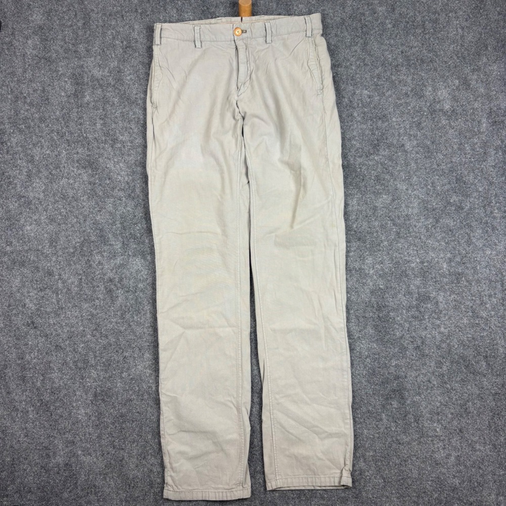 Massimo Dutti Mens Casual Fit Chino Pants Beige Tan Cotton Straight Leg 33x31